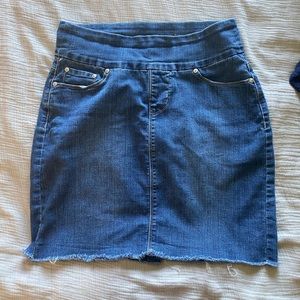 Distressed denim skirt